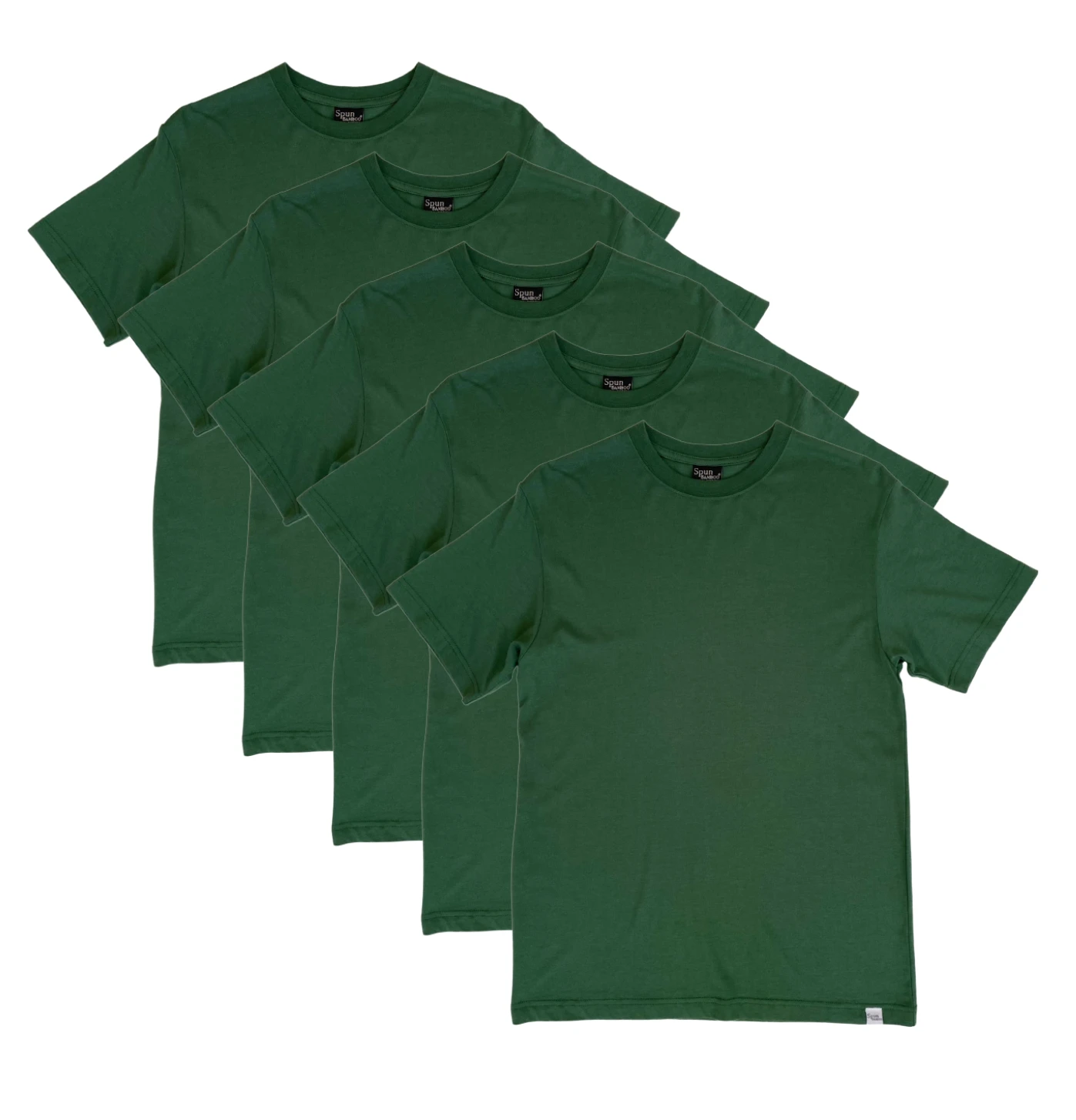 Men's Bamboo Viscose/Organic Cotton Short Sleeve T-Shirt Pine Green Color - 5-Pack by Spun Bamboo