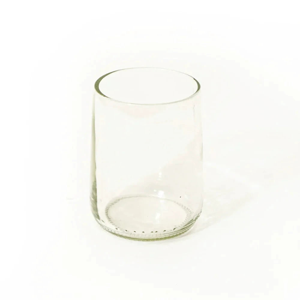 Reclaimed Clear Glass Short Tumblers – Set of 4 by Upavim Crafts