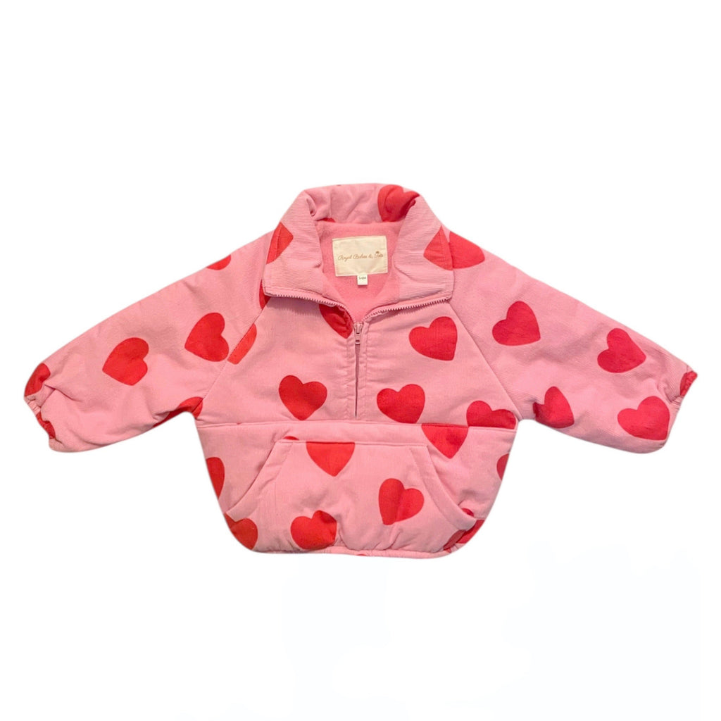 Love Heart Valentine's Day Corduroy Pullover Fleece Jacket
