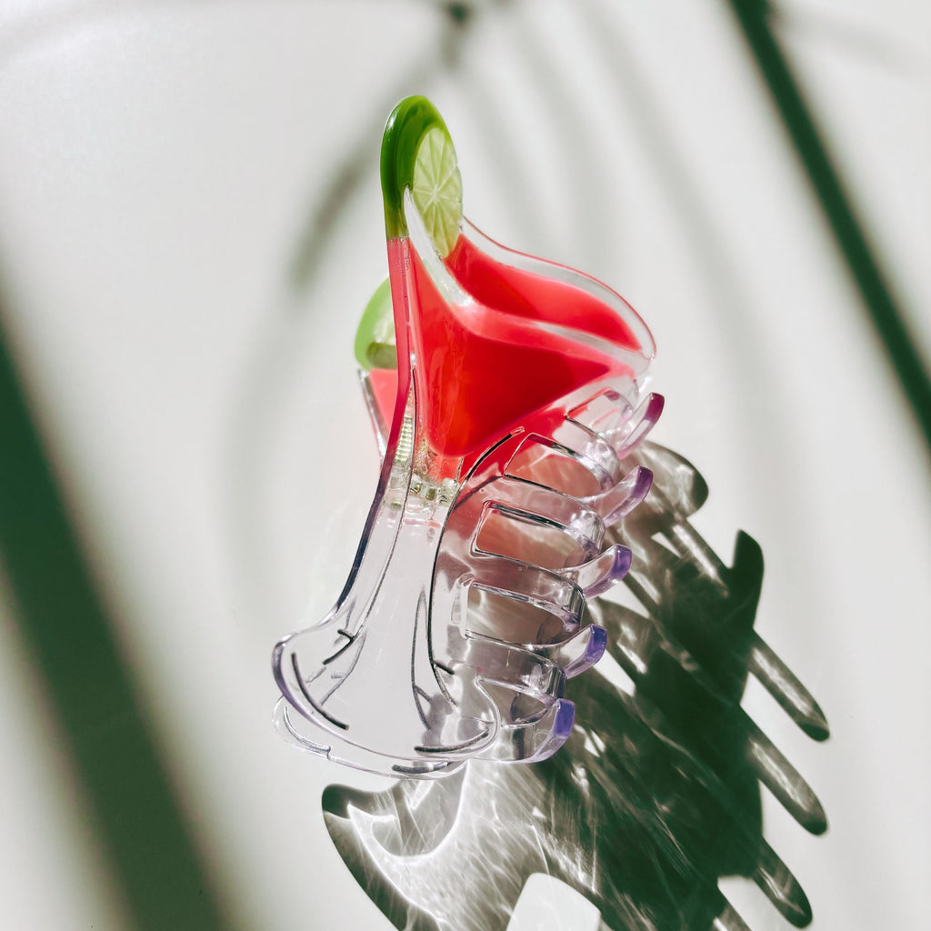 Velvet Claws Cosmo Pink Cocktail Hair Claw | Stemmed Glass Shaped Claw Clip