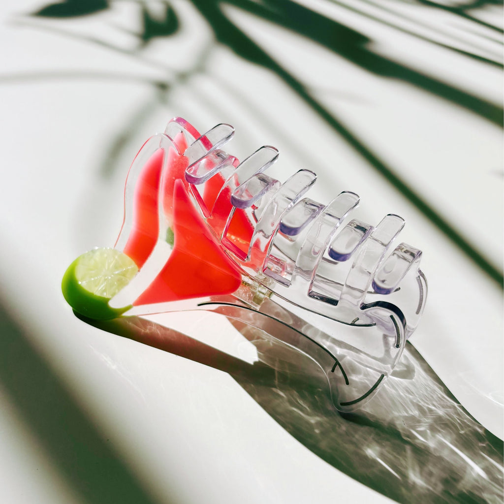 Velvet Claws Cosmo Pink Cocktail Hair Claw | Stemmed Glass Shaped Claw Clip