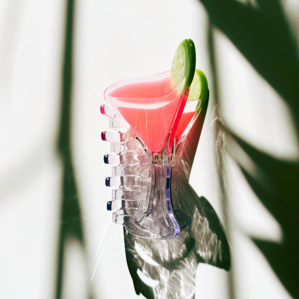 Velvet Claws Cosmo Pink Cocktail Hair Claw | Stemmed Glass Shaped Claw Clip