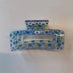 Velvet Claws Hair Clip | The Crystal in Blue Flowers Hair Claw by The Bullish Store