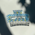 Velvet Claws Hair Clip | The Crystal in Blue Flowers Hair Claw by The Bullish Store