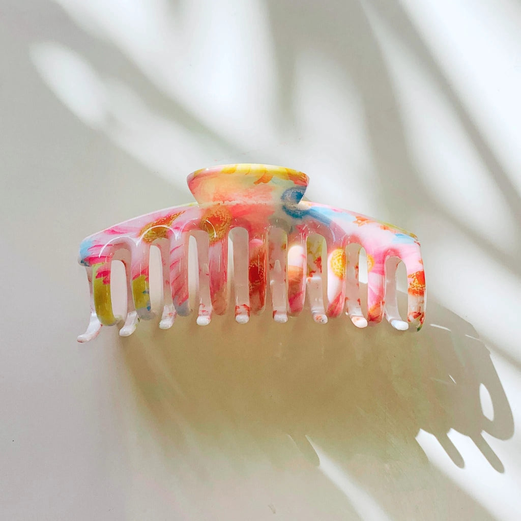 Velvet Claws Hair Clip | The Lobster in Primavera Floral on White by The Bullish Store