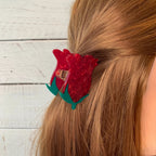 Velvet Claws Small Hair Clip | Red Rosebud Hair Claw by The Bullish Store