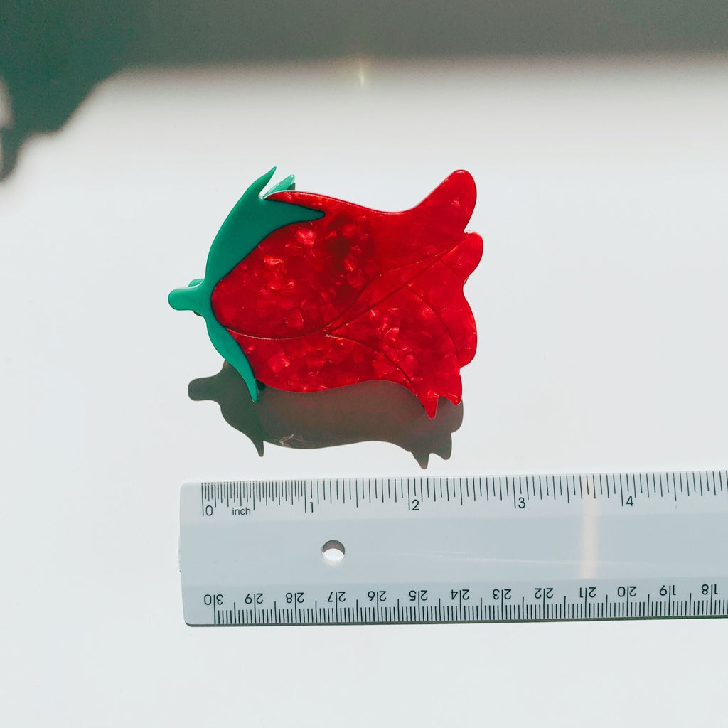 Velvet Claws Small Hair Clip | Red Rosebud Hair Claw