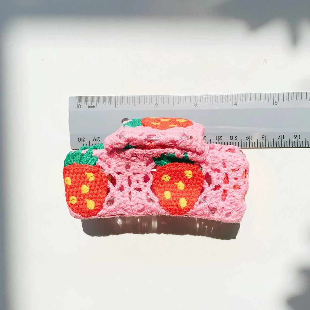 Velvet Claws Strawberry Granny Square Hair Claw by The Bullish Store