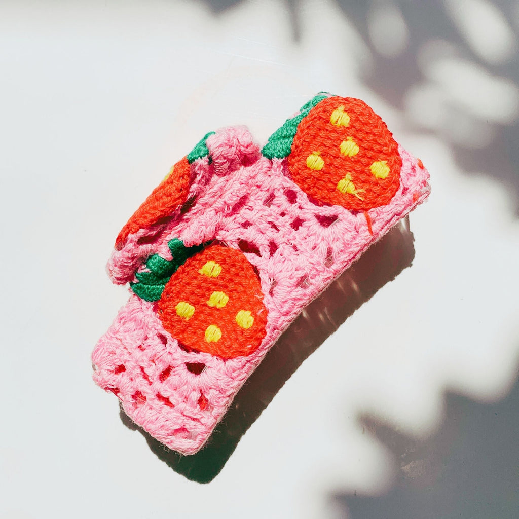 Velvet Claws Strawberry Granny Square Hair Claw
