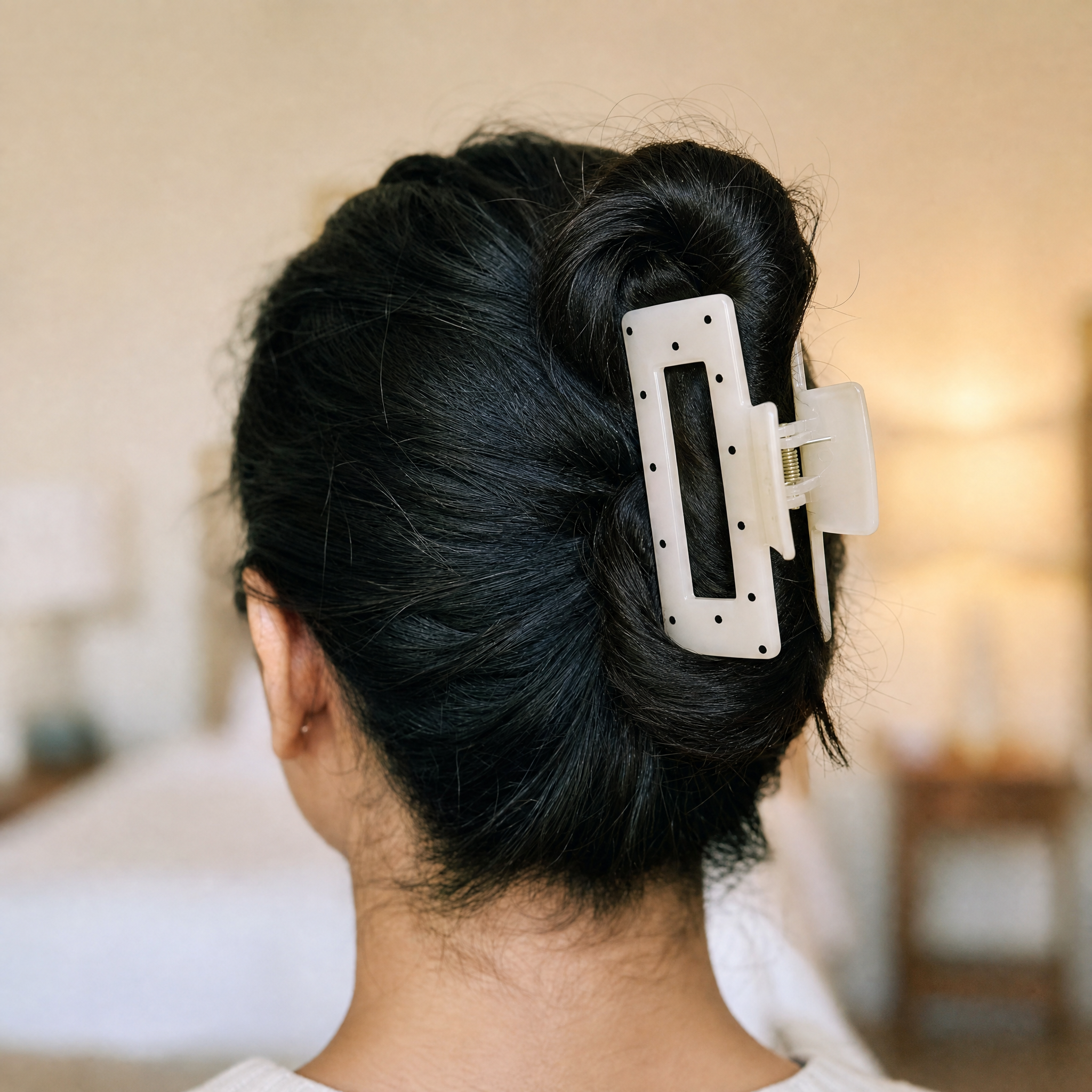 Velvet Claws Uptown Lady in White Dot Hair Clip