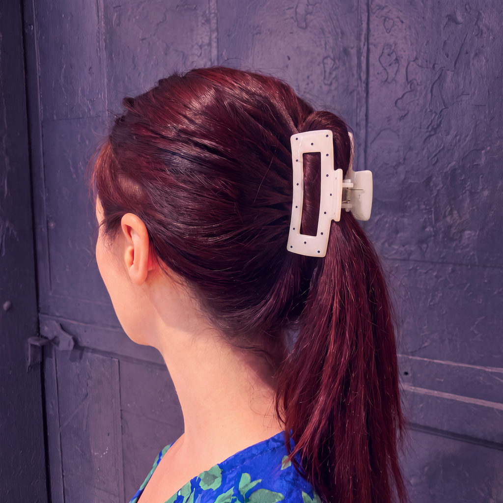 Velvet Claws Uptown Lady in White Dot Hair Clip