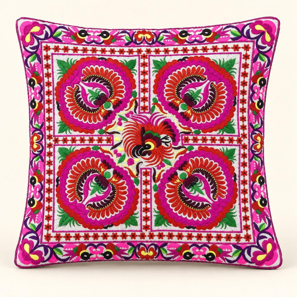 Hmong Bird Embroidered Pillow Cover - Thailand