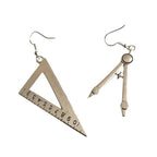 Vintage Style Compass and Protractor Set Drop Earrings
