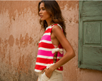 Vivid Stripe Tie-Side Sweater Vest