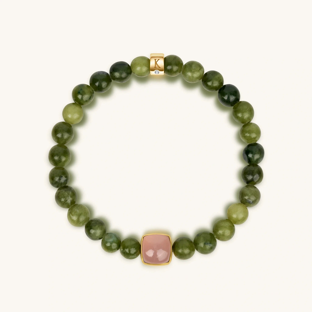 Peaceful Devotion Jade & Rose Quartz Bracelet by Karma and Luck