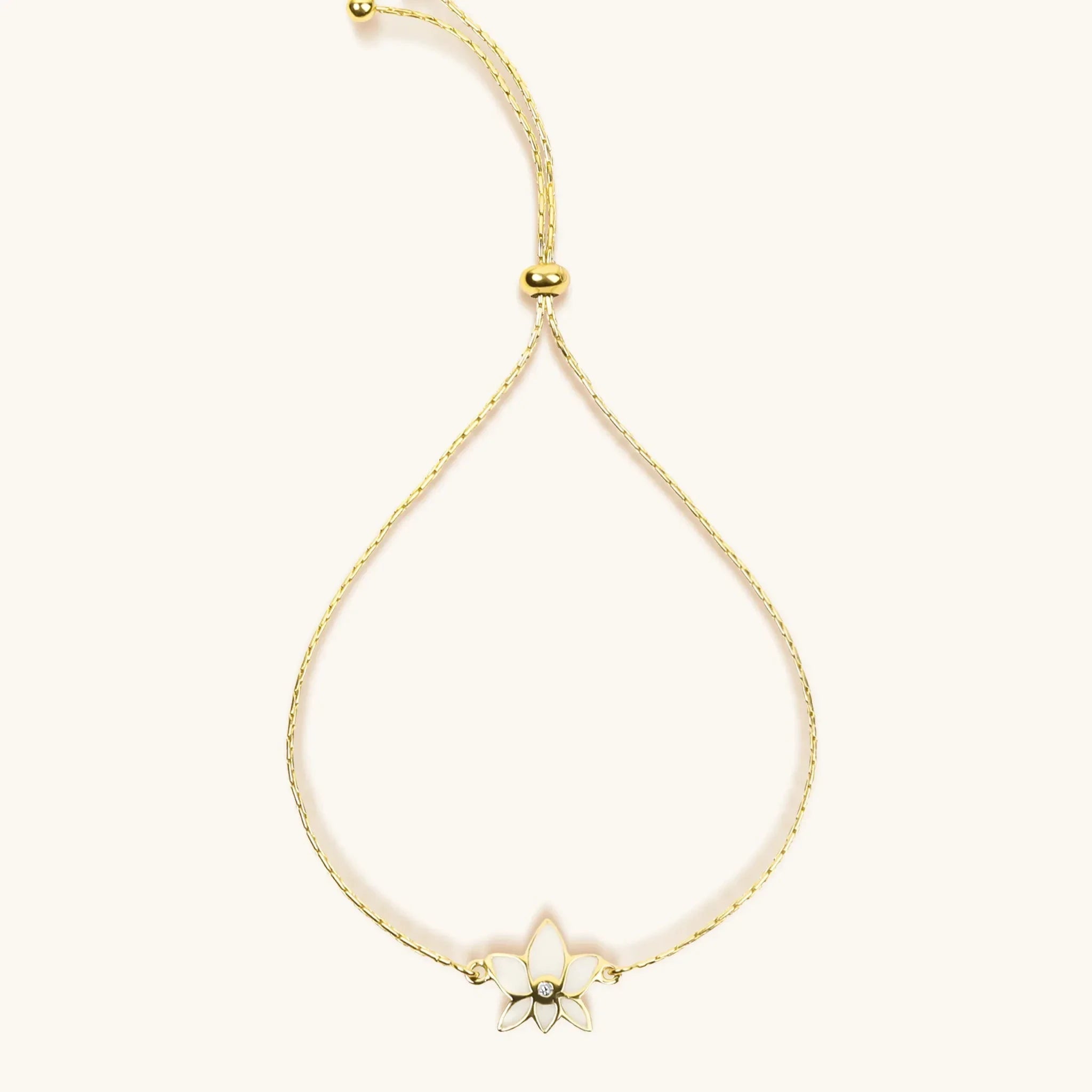 In Full Bloom Diamond Lotus Charm Bracelet by Karma and Luck