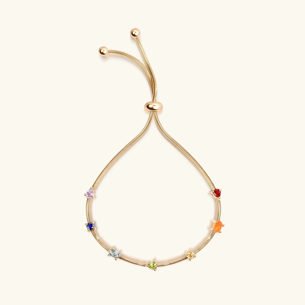 Careful Alignment - Gold Plated 7 Stones Chakra Bracelet by Karma and Luck