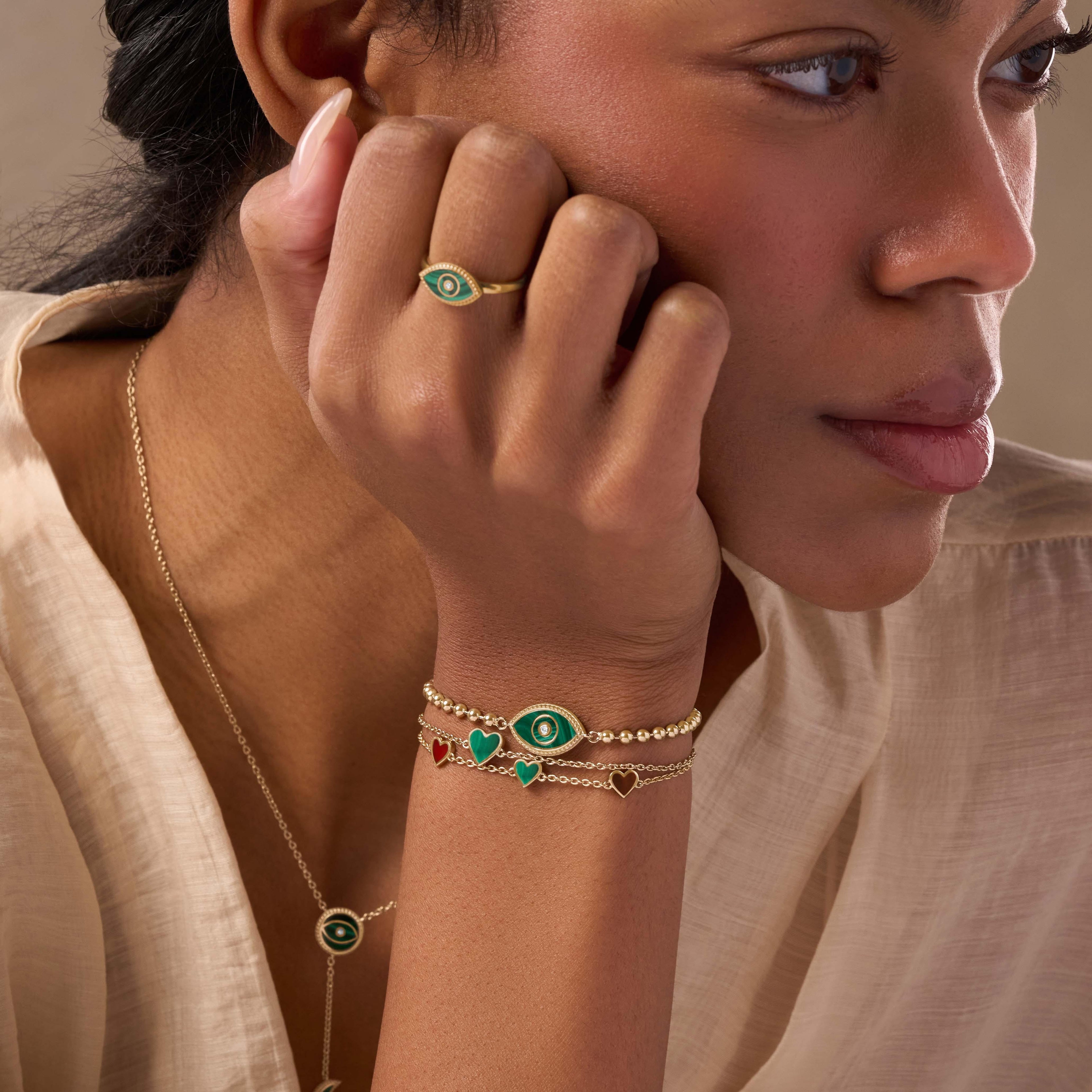 Love’s Shield Malachite Heart Bracelet