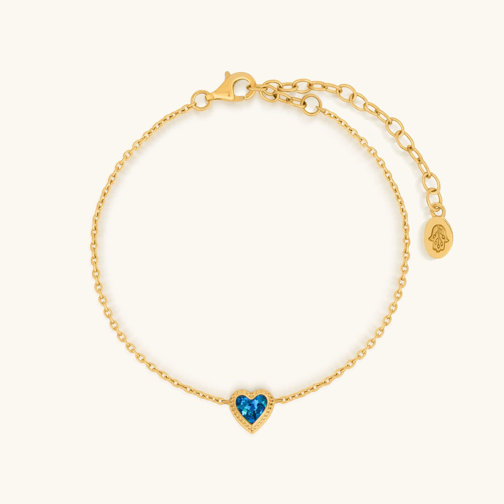 Calming Vibrations Lab Blue Opal Heart Gold Bracelet