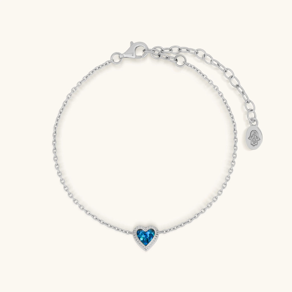 Ocean’s Wisdom Lab Blue Opal Heart Silver Bracelet