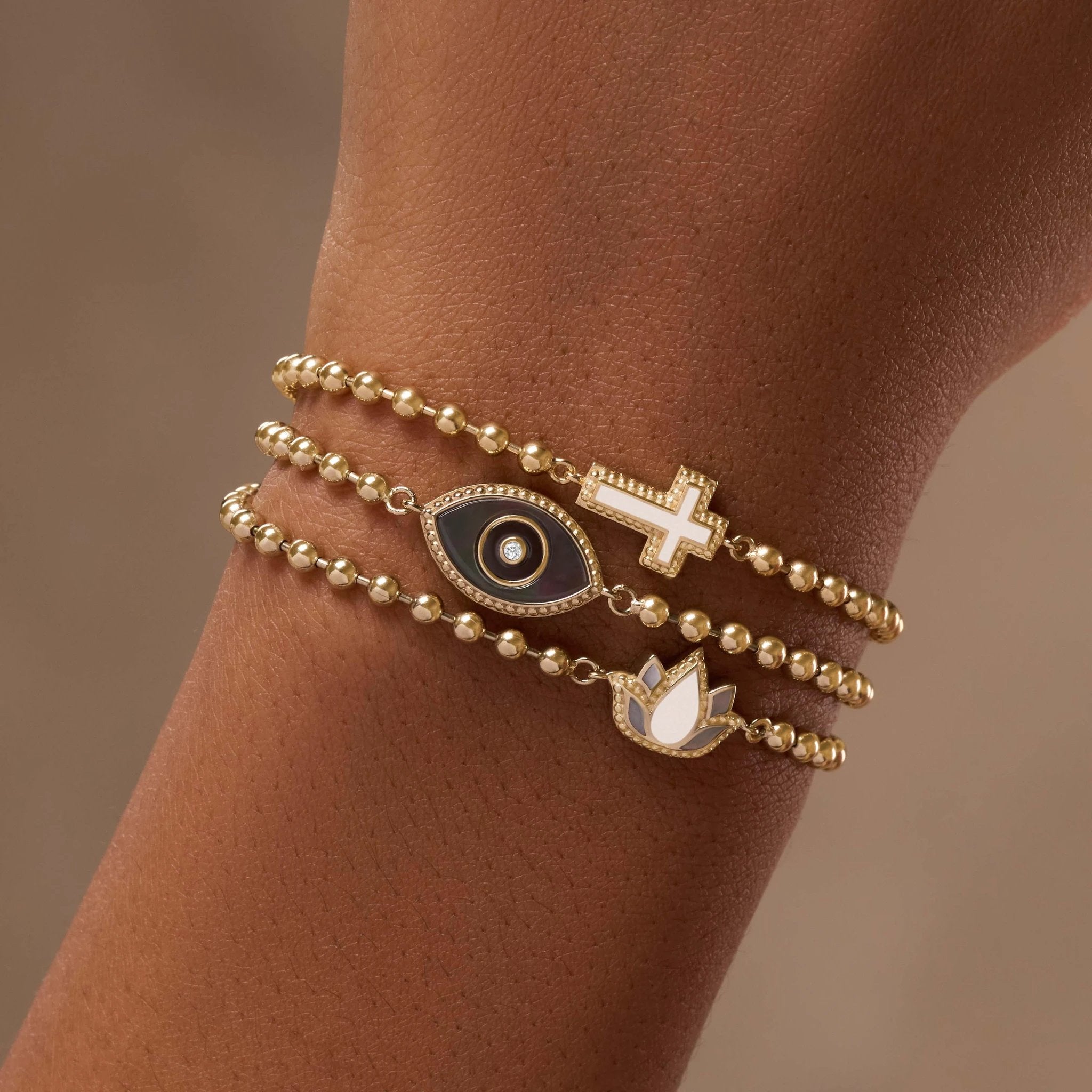 Delicate Karma Lotus Mother of Pearl Bracelet