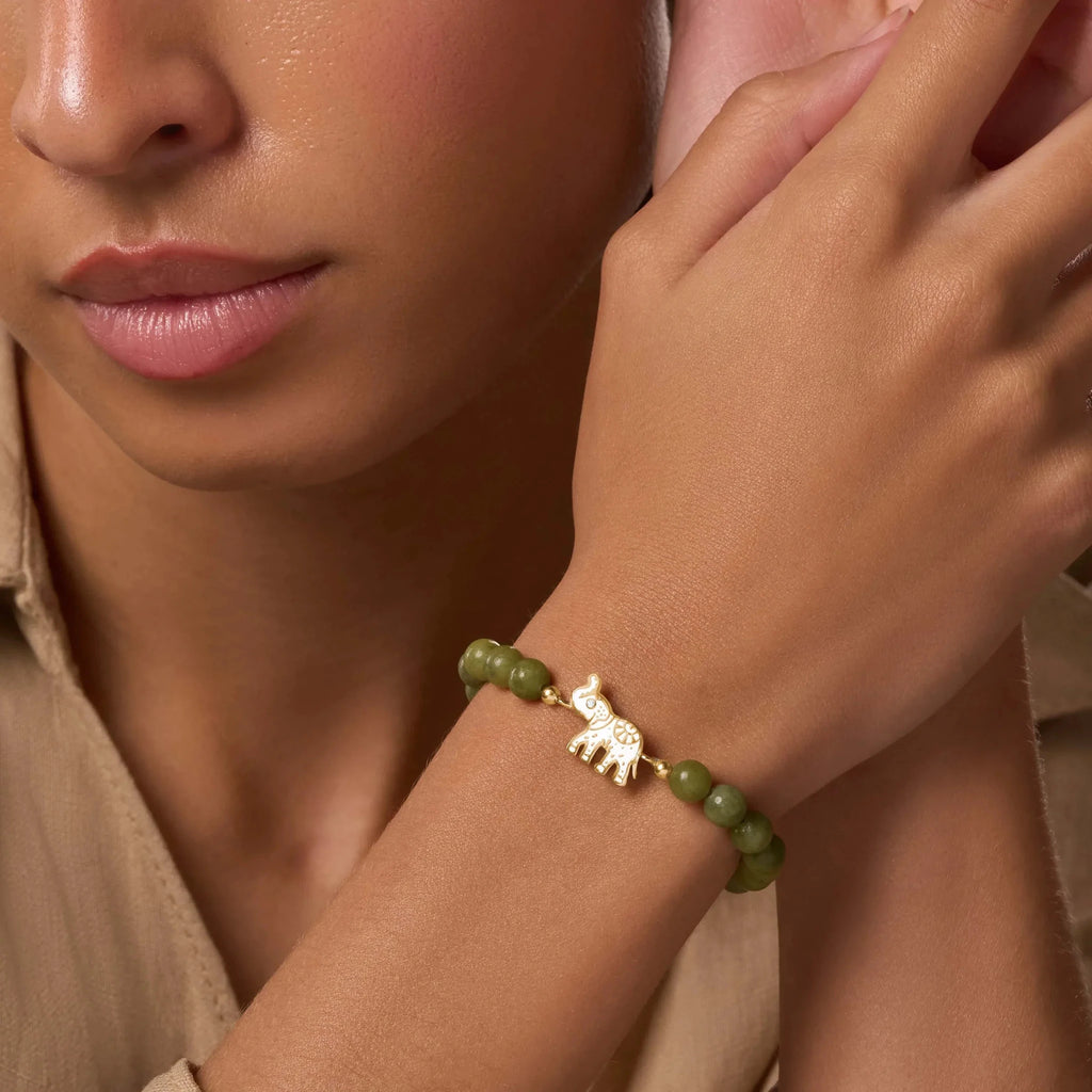 Grounded in Luck Jade Elephant Bracelet by Karma and Luck