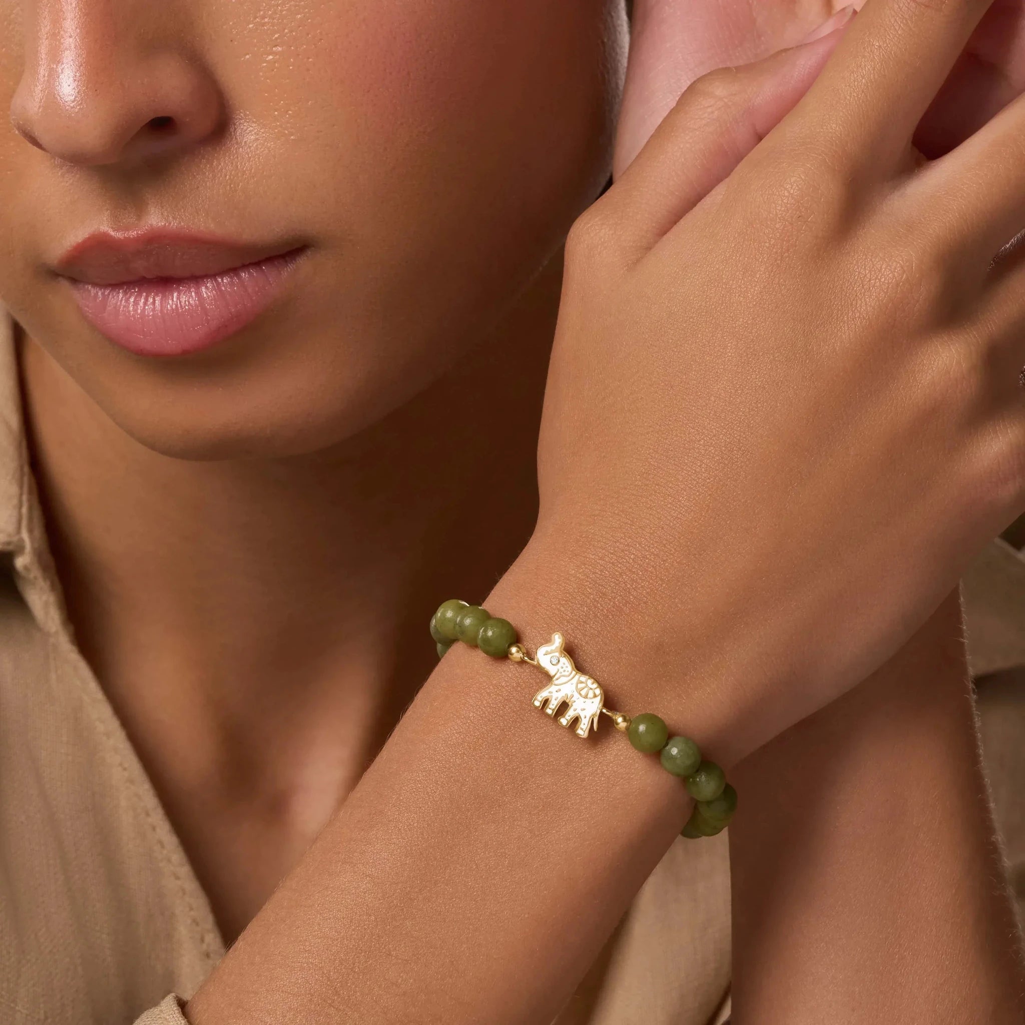 Grounded in Luck Jade Elephant Bracelet by Karma and Luck
