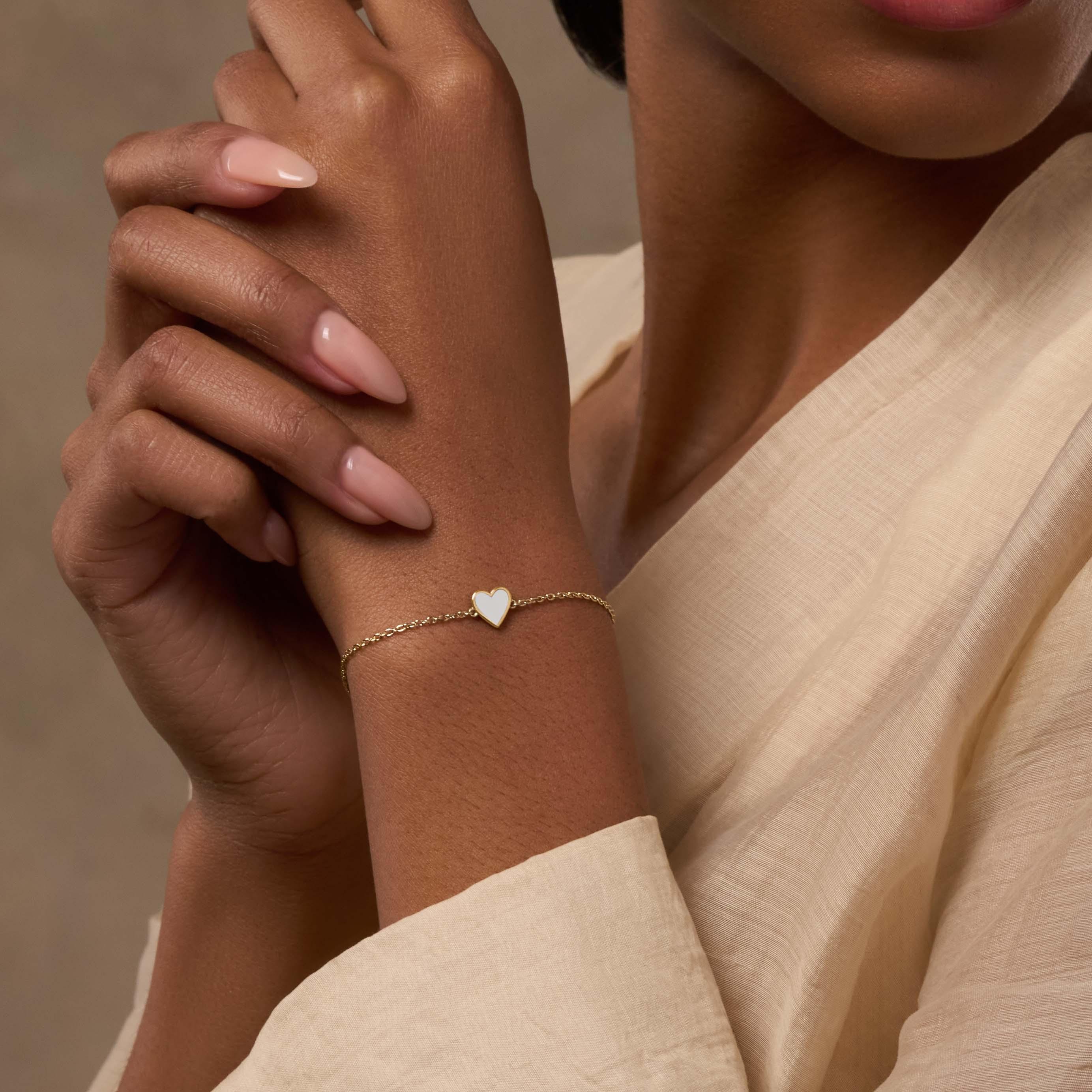 Harmonious Spirit Mother of Pearl Gold Heart Bracelet