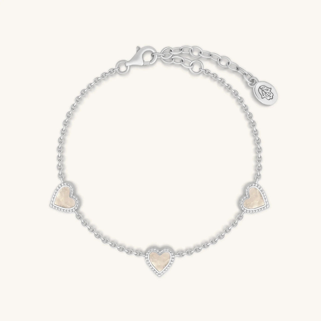 Joyful Connections Mother of Pearl Silver Heart Bracelet