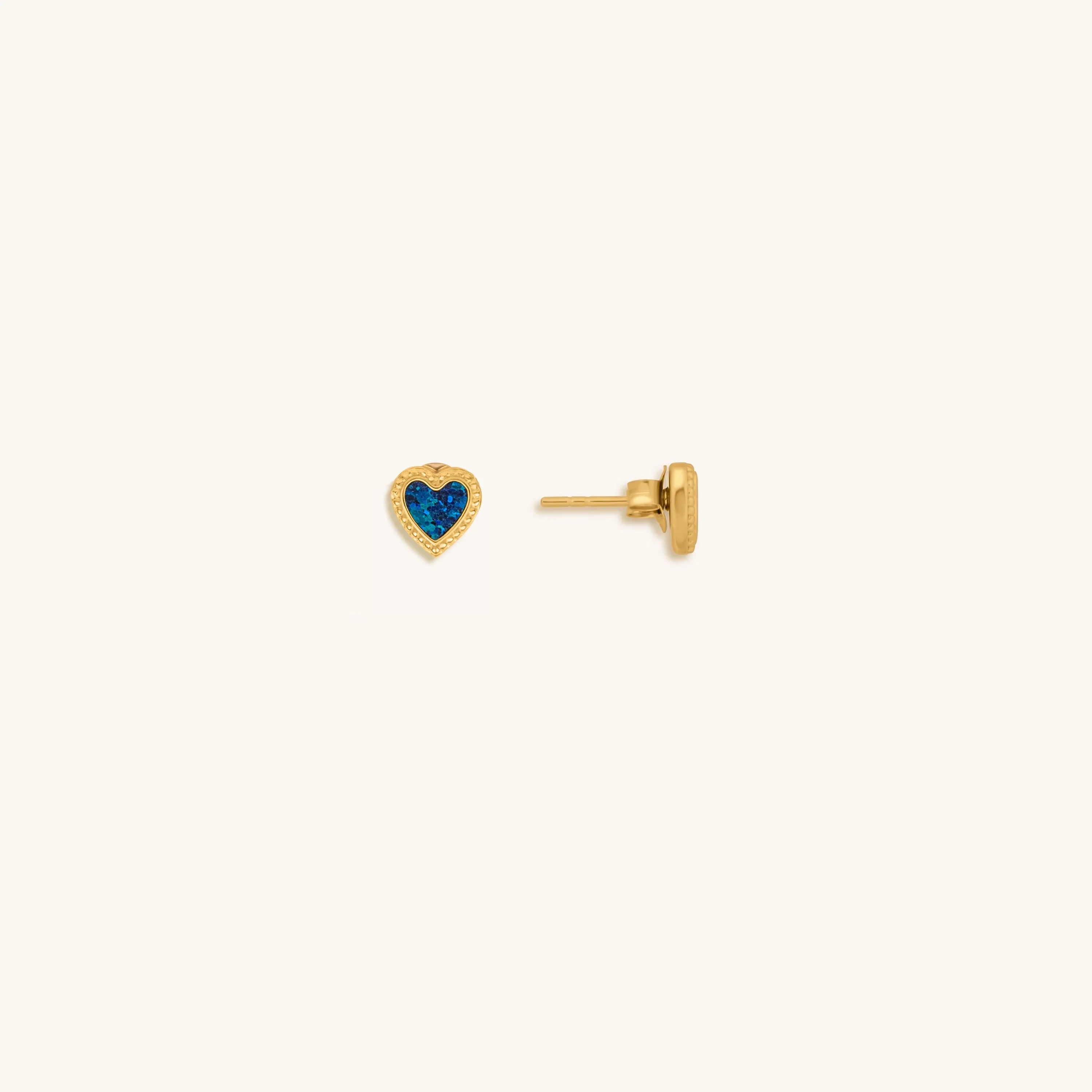 Loving Vibes Lab Blue Opal Heart Earrings