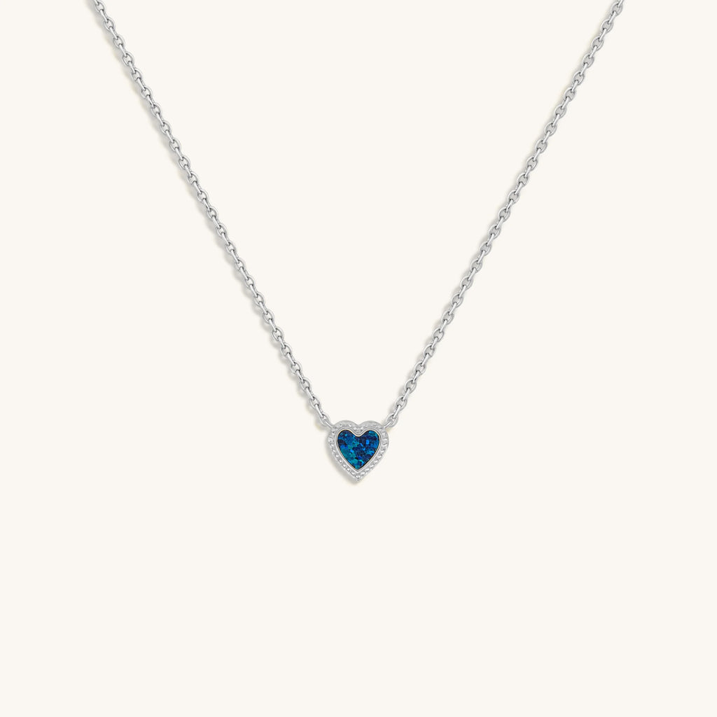 Calming Energy Lab Blue Opal Heart Silver Necklace