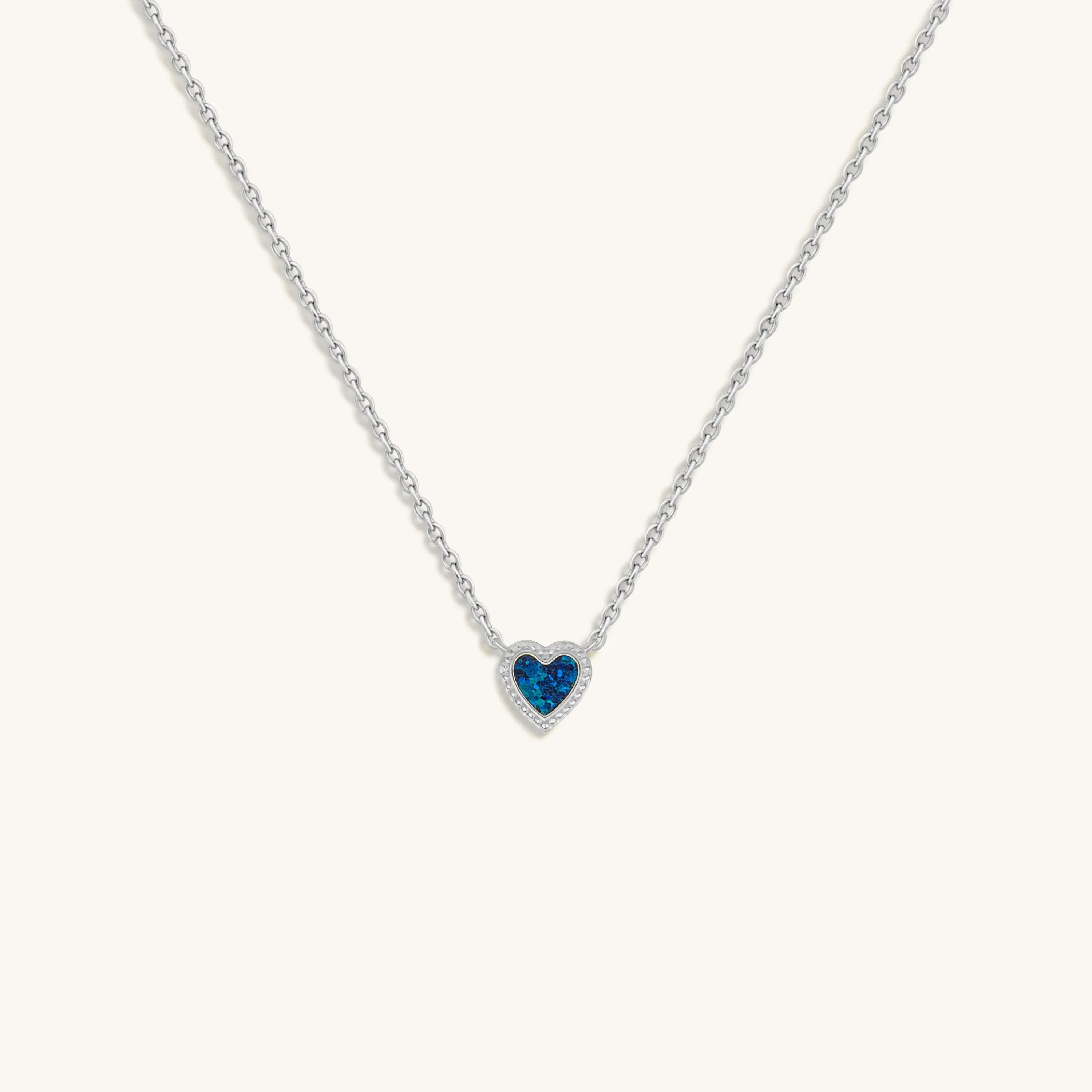 Calming Energy Lab Blue Opal Heart Silver Necklace