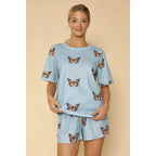Waffle Fabric Printed Matching Shorts Set | Monarch Butterfly or Mushroom Print by The Bullish Store