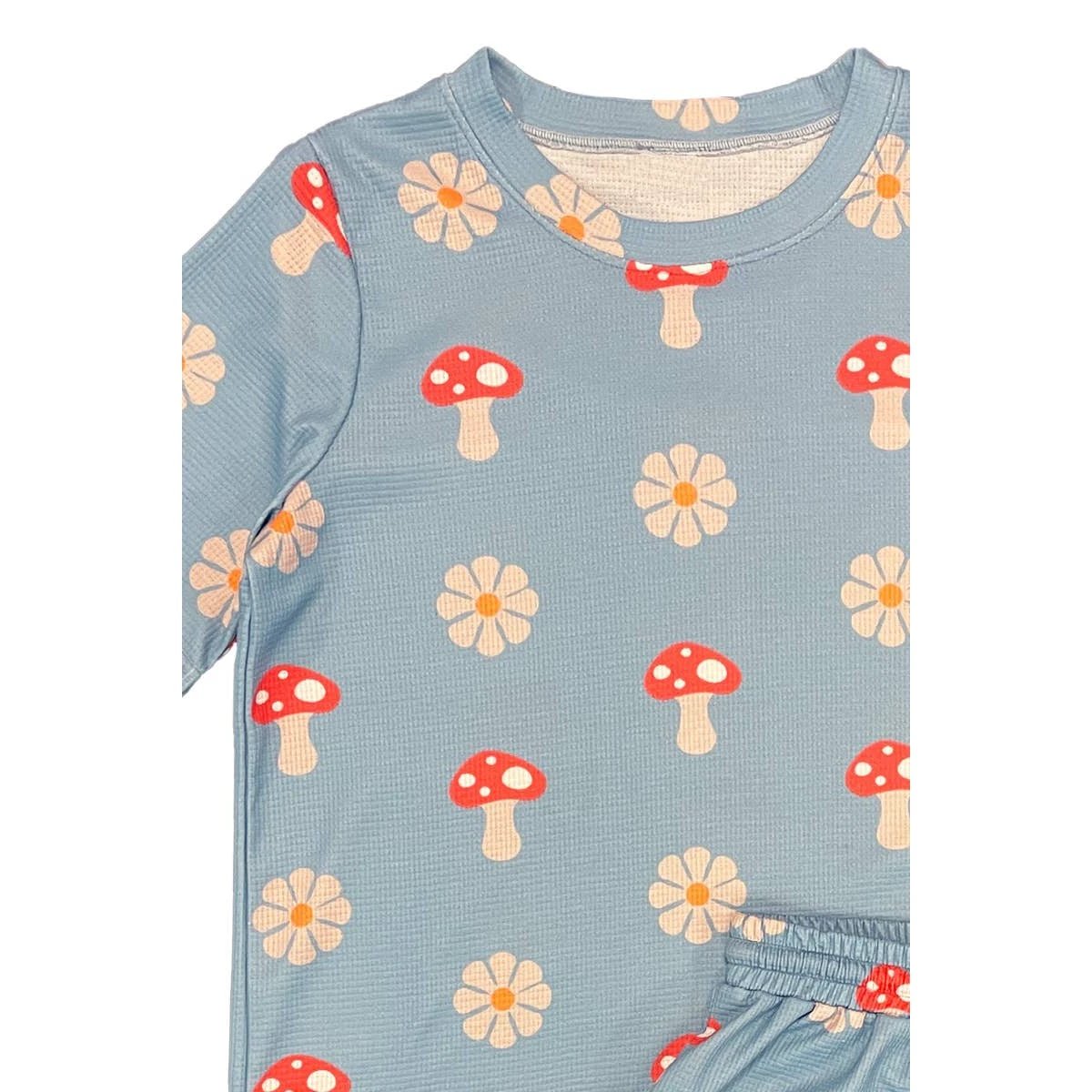 Waffle Fabric Printed Matching Shorts Set | Monarch Butterfly or Mushroom Print by The Bullish Store
