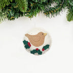 Whimsical Felt Bird Ornament - Cream by Upavim Crafts