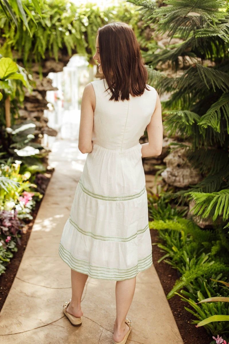 Saloni White Midi Dress with Embroidery by Raas