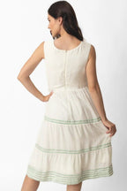 Saloni White Midi Dress with Embroidery by Raas