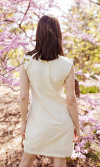 Gia White Mini Dress with Eyelet Embroidery by Raas