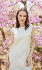 Gia White Mini Dress with Eyelet Embroidery by Raas