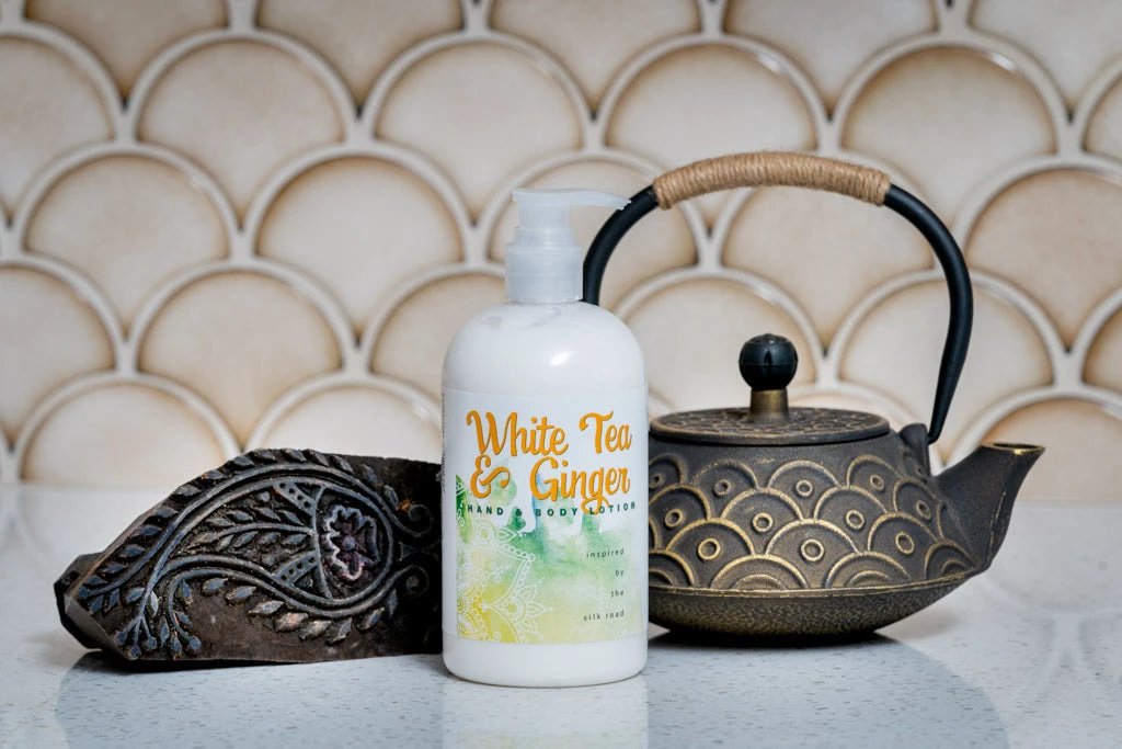 WHITE TEA & GINGER HAND & BODY LOTION 16 oz or 2 oz by Essential Journeys