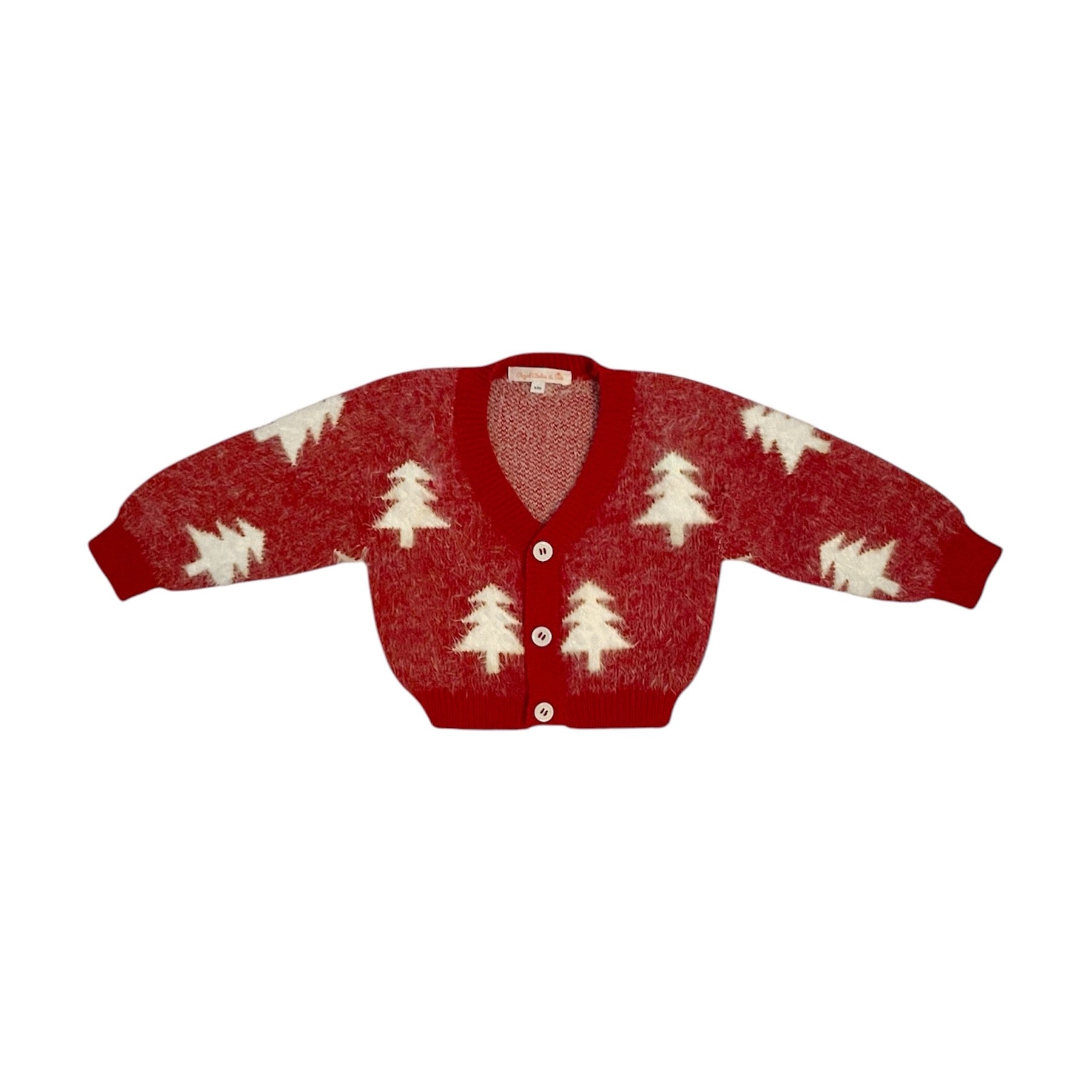 Cozy Holiday Sweater Cardigan in Winter Forest Red