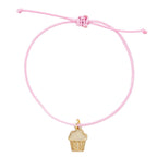 Wishing You a Happy Birthday Cupcake Charm Cord Bracelet on a Gift Card