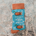 Woke Up Fine As Hell Socks in Blue | Orange Juice Illustration | Gift for Her by The Bullish Store