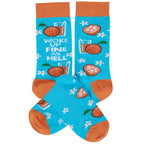 Woke Up Fine As Hell Socks in Blue | Orange Juice Illustration | Gift for Her by The Bullish Store