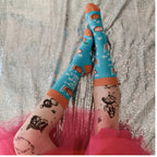 Woke Up Fine As Hell Socks in Blue | Orange Juice Illustration | Gift for Her by The Bullish Store