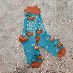 Woke Up Fine As Hell Socks in Blue | Orange Juice Illustration | Gift for Her by The Bullish Store