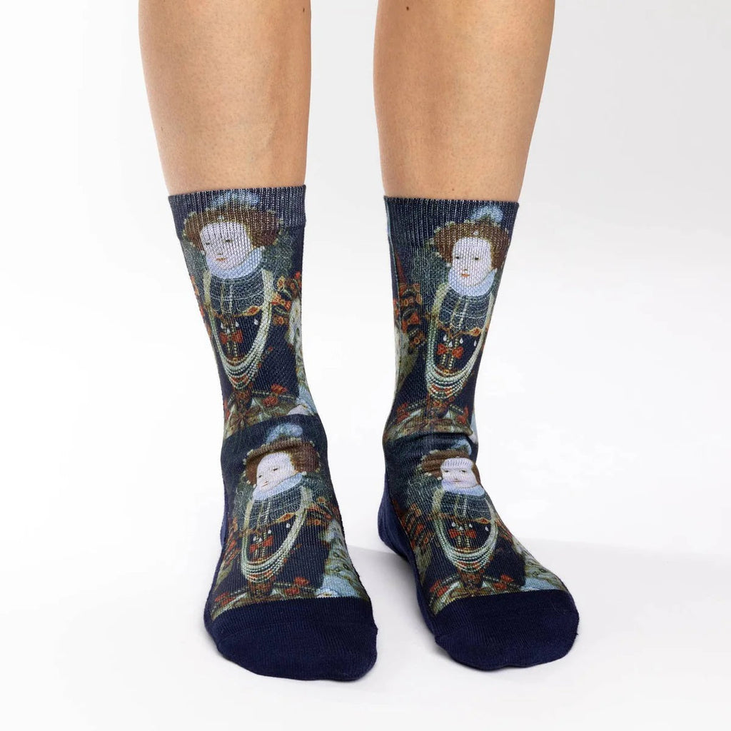 Women's Queen Elizabeth I Socks | Historic Portrait Novelty Crew Socks