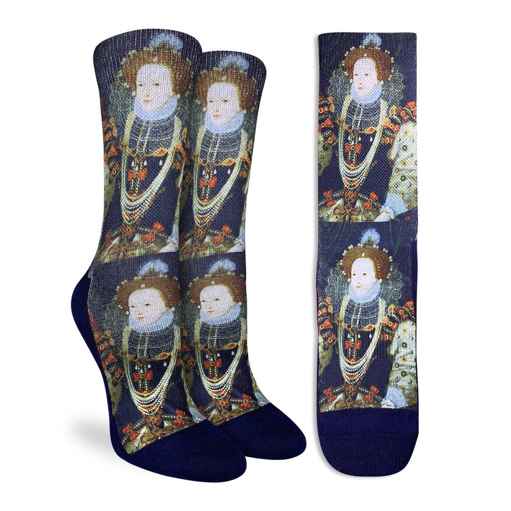 Women's Queen Elizabeth I Socks | Historic Portrait Novelty Crew Socks