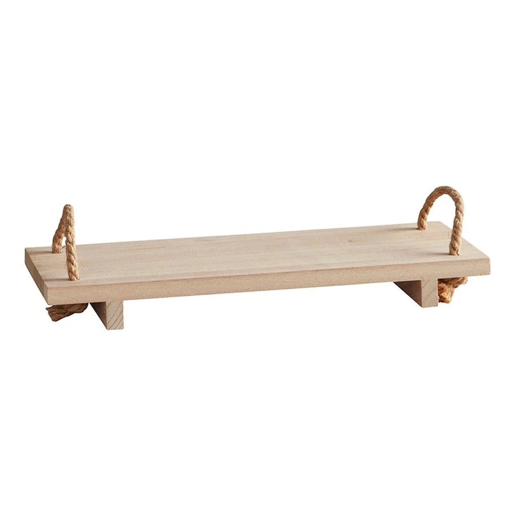 Wooden Shelf With Rope Handles | Display or Organizing Shelf Sits on Table or Mantle 16" x 5.5" by The Bullish Store