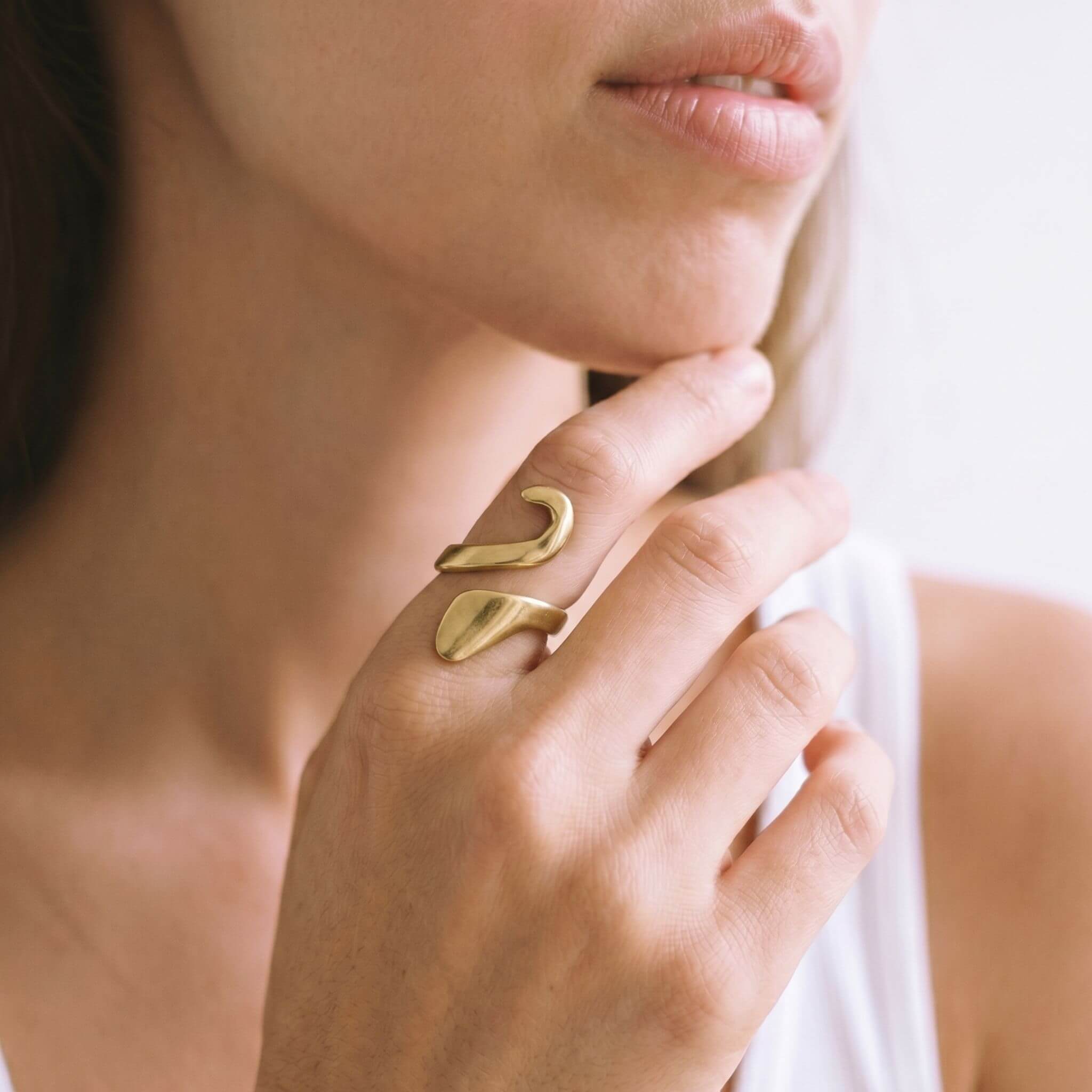 Open Wrap Initial Ring for Women - Kivuli